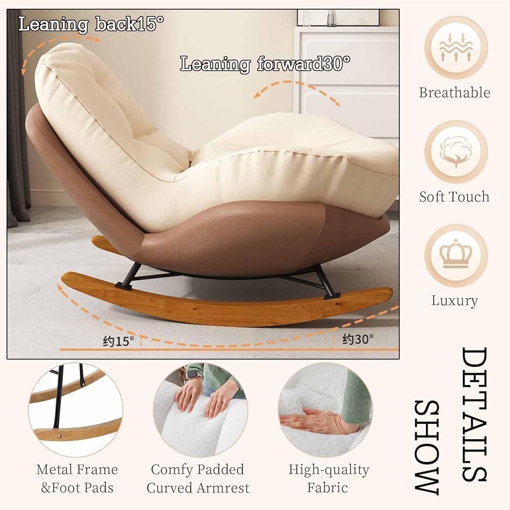 **Schaukelstuhl mit Fußstütze | Gepolstert, bequem, Liegefunktion, stilvolles Design, ideal zum Entspannen**