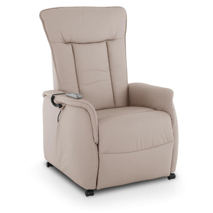 **Raburg Marie Fernsehsessel mit Aufstehhilfe | Elektrisch verstellbar, Liegefunktion, Komfortschaum, Leder/Kunstleder, Naturgrau**
