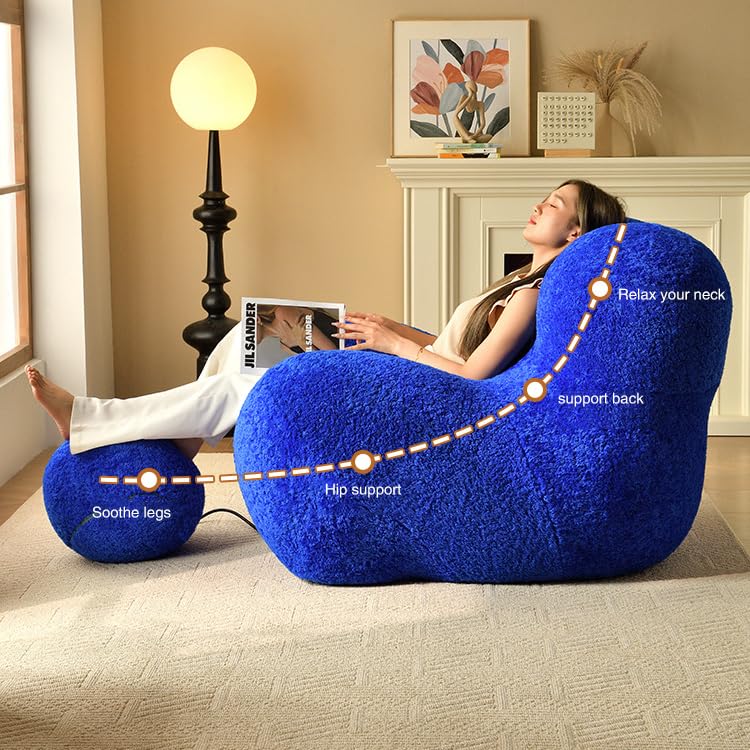 **Lazy Sofasessel mit Ottomane | Bequemer Plüsch-Sessel, Wohnzimmer & Home Office, weich gepolstert für Entspannung**