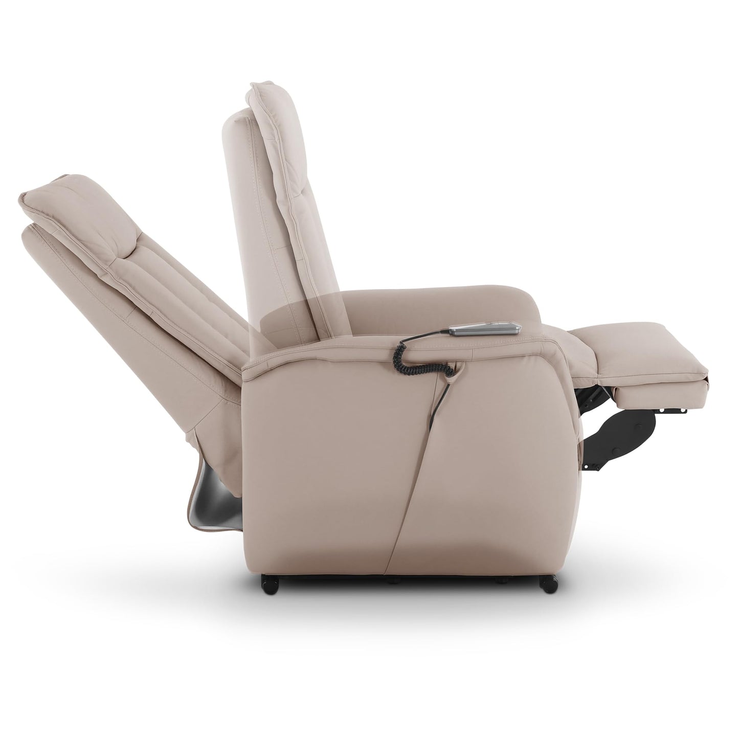 **Raburg Marie Fernsehsessel mit Aufstehhilfe | Elektrisch verstellbar, Liegefunktion, Komfortschaum, Leder/Kunstleder, Naturgrau**