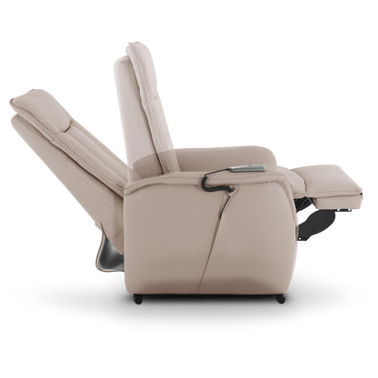 **Raburg Marie Fernsehsessel mit Aufstehhilfe | Elektrisch verstellbar, Liegefunktion, Komfortschaum, Leder/Kunstleder, Naturgrau**