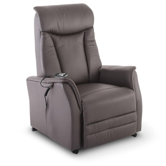 **Raburg EOS 2 Fernsehsessel mit Aufstehhilfe | 2 Motoren, Liegefunktion, Sitzheizung, Taschenfederkern, Leder/Kunstleder, Dunkelbraun**