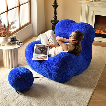 **Lazy Sofasessel mit Ottomane | Bequemer Plüsch-Sessel, Wohnzimmer & Home Office, weich gepolstert für Entspannung**