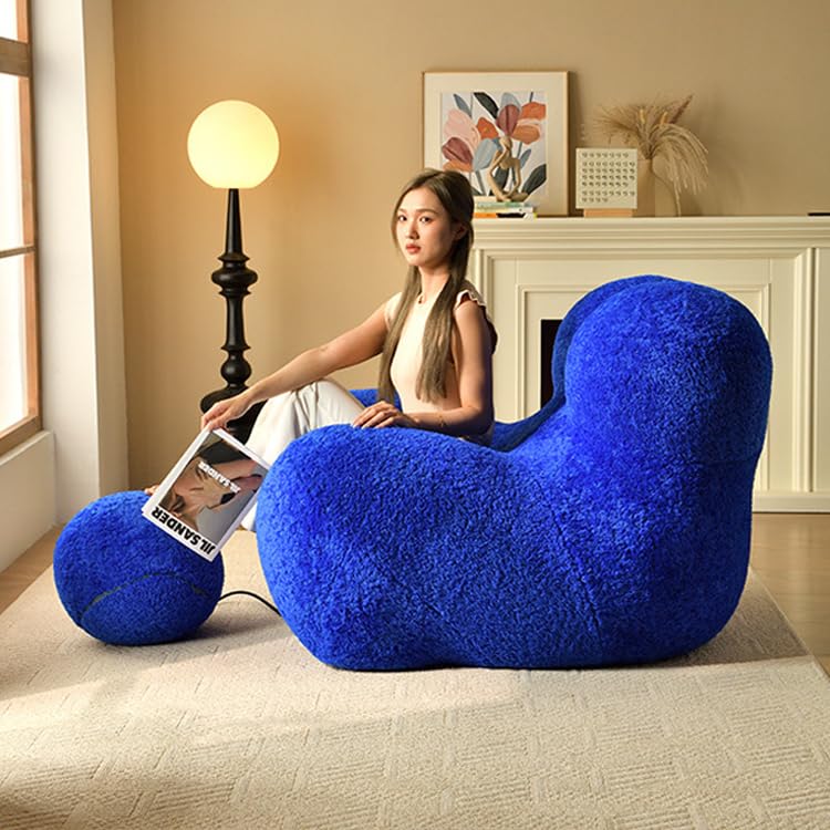 **Lazy Sofasessel mit Ottomane | Bequemer Plüsch-Sessel, Wohnzimmer & Home Office, weich gepolstert für Entspannung**