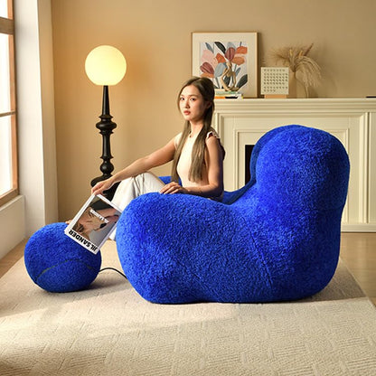 **Lazy Sofasessel mit Ottomane | Bequemer Plüsch-Sessel, Wohnzimmer & Home Office, weich gepolstert für Entspannung**