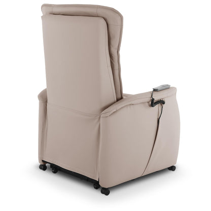 **Raburg Marie Fernsehsessel mit Aufstehhilfe | Elektrisch verstellbar, Liegefunktion, Komfortschaum, Leder/Kunstleder, Naturgrau**