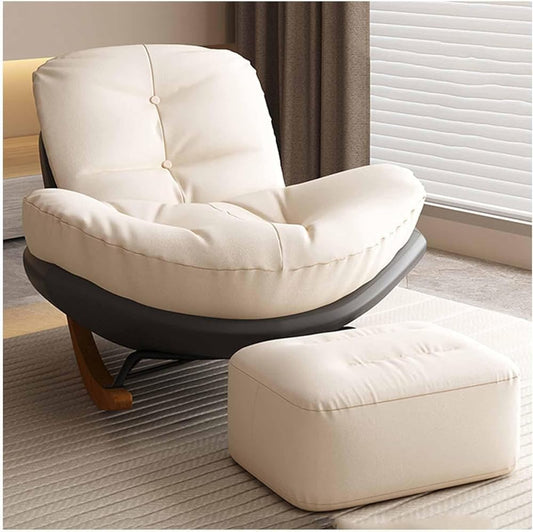 **Schaukelstuhl mit Fußstütze | Gepolstert, bequem, Liegefunktion, stilvolles Design, ideal zum Entspannen**