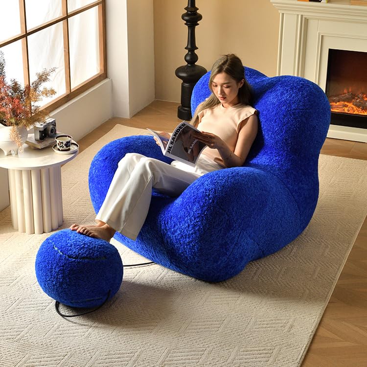 **Lazy Sofasessel mit Ottomane | Bequemer Plüsch-Sessel, Wohnzimmer & Home Office, weich gepolstert für Entspannung**