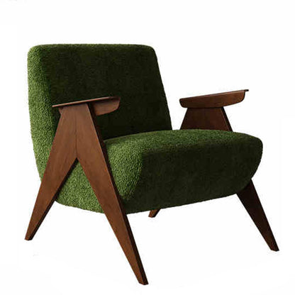 **Mid-Century Sessel Chenille-Samt | Gepolstert, bequemer Lesesessel, Lounge-Stuhl, Grün**