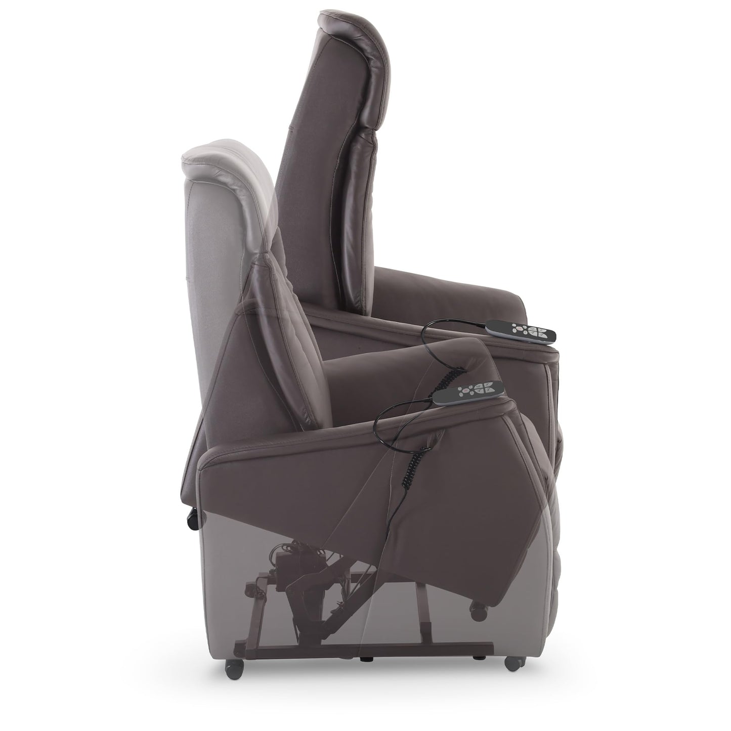 **Raburg EOS 2 Fernsehsessel mit Aufstehhilfe | 2 Motoren, Liegefunktion, Sitzheizung, Taschenfederkern, Leder/Kunstleder, Dunkelbraun**