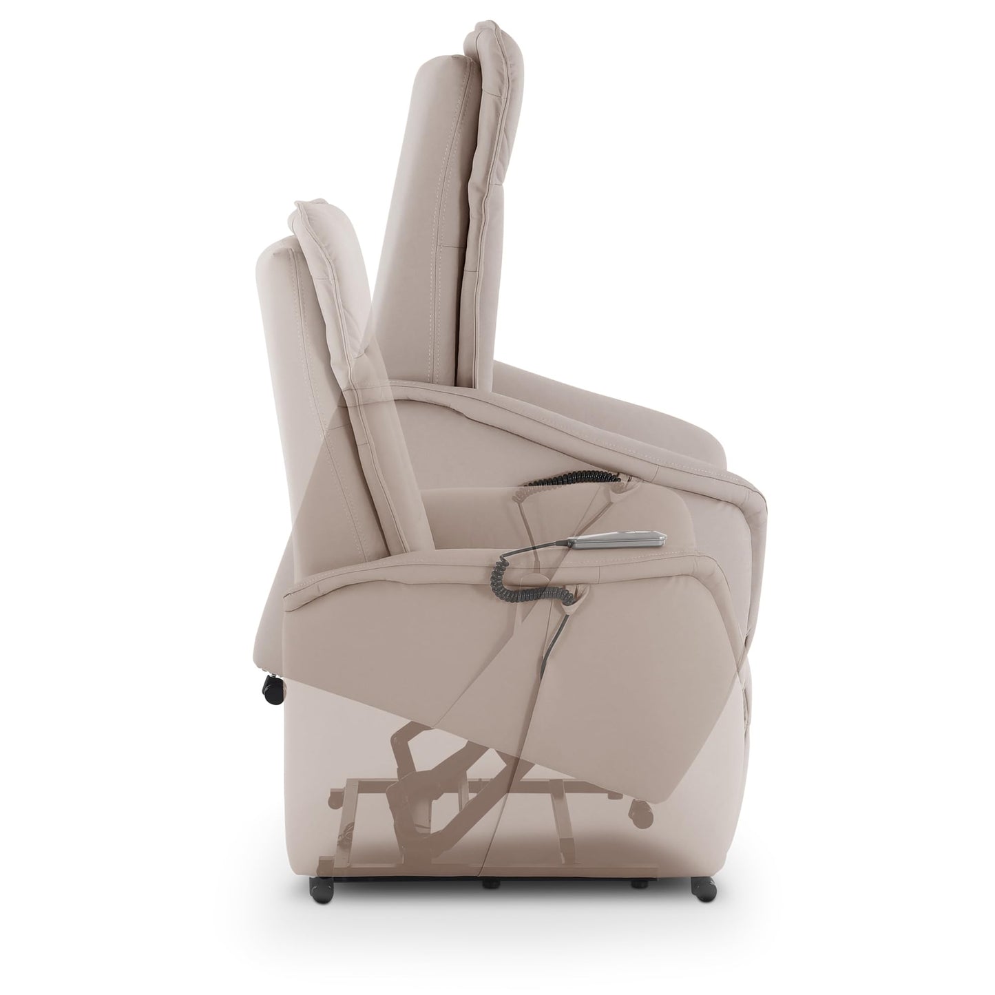 **Raburg Marie Fernsehsessel mit Aufstehhilfe | Elektrisch verstellbar, Liegefunktion, Komfortschaum, Leder/Kunstleder, Naturgrau**