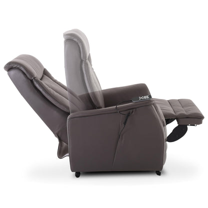 **Raburg EOS 2 Fernsehsessel mit Aufstehhilfe | 2 Motoren, Liegefunktion, Sitzheizung, Taschenfederkern, Leder/Kunstleder, Dunkelbraun**