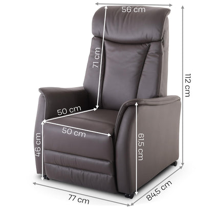 **Raburg EOS 2 Fernsehsessel mit Aufstehhilfe | 2 Motoren, Liegefunktion, Sitzheizung, Taschenfederkern, Leder/Kunstleder, Dunkelbraun**