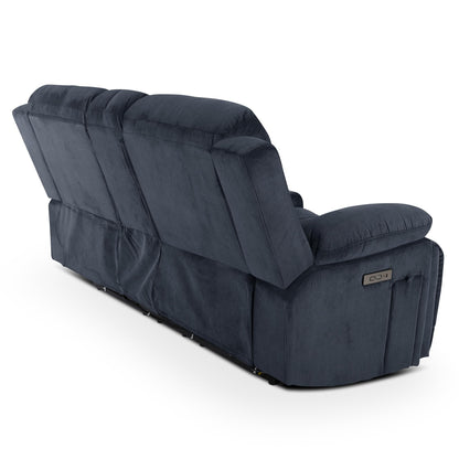 **Raburg Kinosessel 2er-Set Snax | Elektrischer Relax- & Liegesessel, Getränkehalter, Snackfach, Cord-Mikrofaser, Dunkelblau**